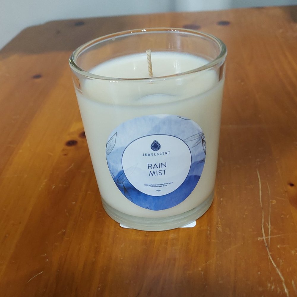 Jewel Scent 10oz Rain Mist Candle with Signature Surprise Necklace